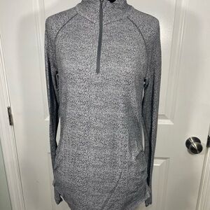 Athleta Heathered Gray Women's Turtleneck Sweater half zip Size L CB-40
